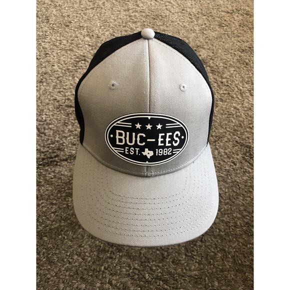 Buc-ees Patch Logo Gray Black Flex Fit Trucker Hat - Picture 1 of 9